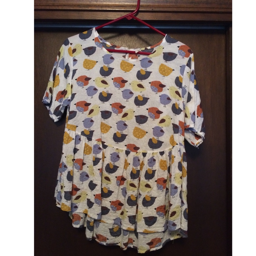 Linen peplum high-low blouse